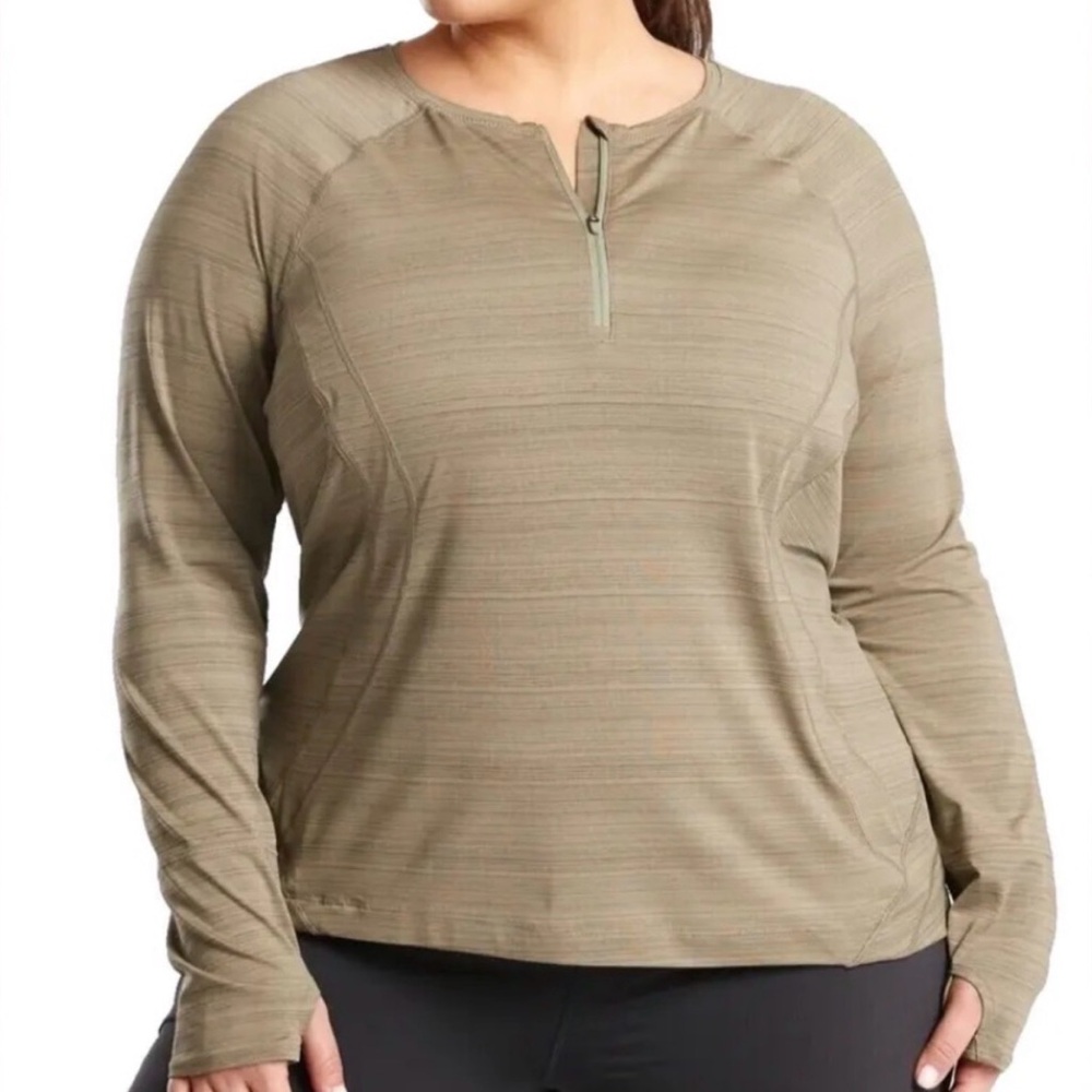 ATHLETA Swim Pacifica Illume UPF 50 Fitted Top Women’s 3X Olive Green Outdoors